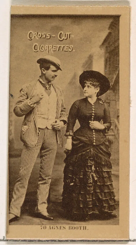 Card Number 70, Agnes Booth, from the Actors and Actresses series (N145-2) issued by Duke Sons & Co. to promote Cross Cut Cigarettes — W. Duke, Sons & Co.