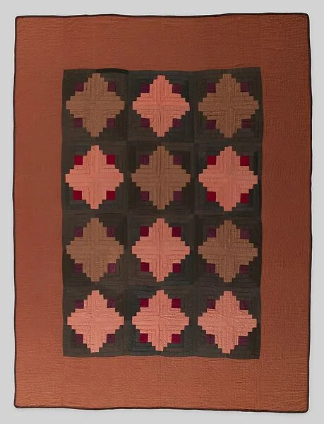 Quilt, Log Cabin pattern — Unknown