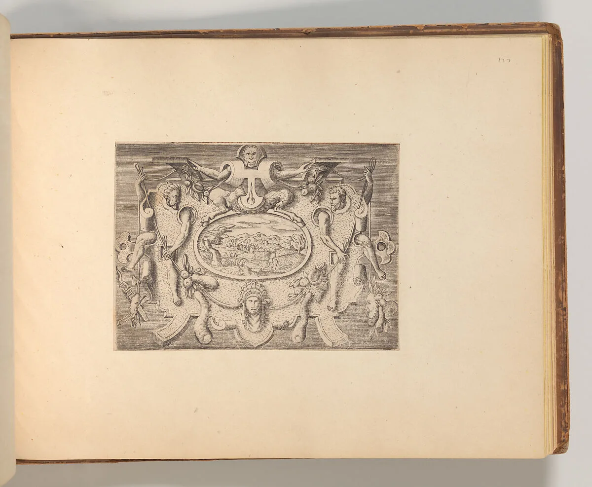Series of Cartouches, in: Targhe ed altri ornati di varie e capricciose invenzioni (Cartouches and other ornaments of various and capricious invention, page 49) — Cornelis Bos