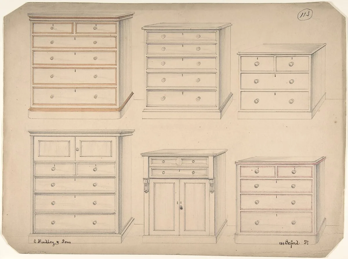 Designs for Chests of Drawers — Charles Hindley and Sons