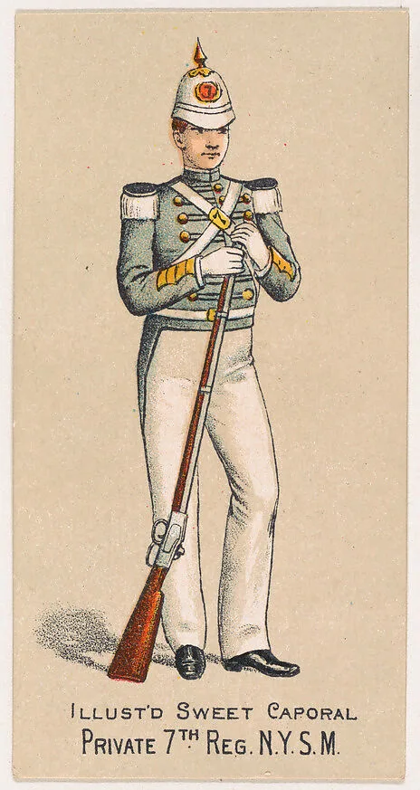 Private, 7th Regiment, New York State Militia, from the Military Series (N224) issued by Kinney Tobacco Company to promote Sweet Caporal Cigarettes — Kinney Brothers Tobacco Company