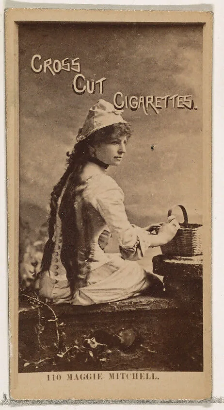 Card Number 110, Maggie Mitchell, from the Actors and Actresses series (N145-2) issued by Duke Sons & Co. to promote Cross Cut Cigarettes — W. Duke, Sons & Co.