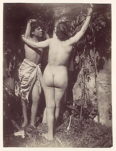[Nude Study: Woman from Behind, Young Man, Sicily, Italy]