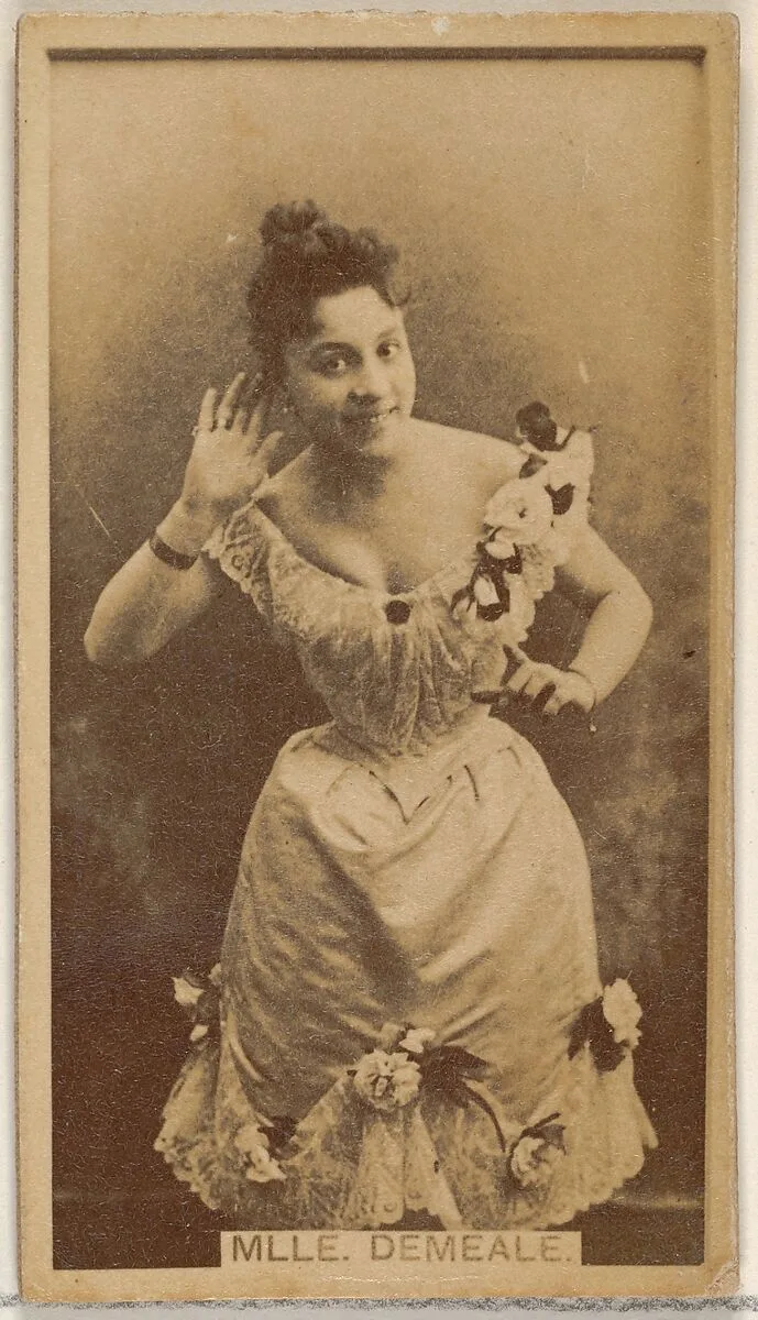 Mlle. Demeale, from the Actors and Actresses series (N45, Type 8) for Virginia Brights Cigarettes — Allen & Ginter