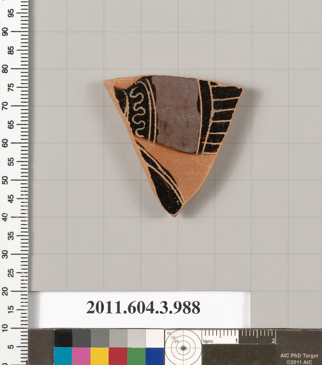 Terracotta fragment of a lekanis lid (covered dish) — Unknown