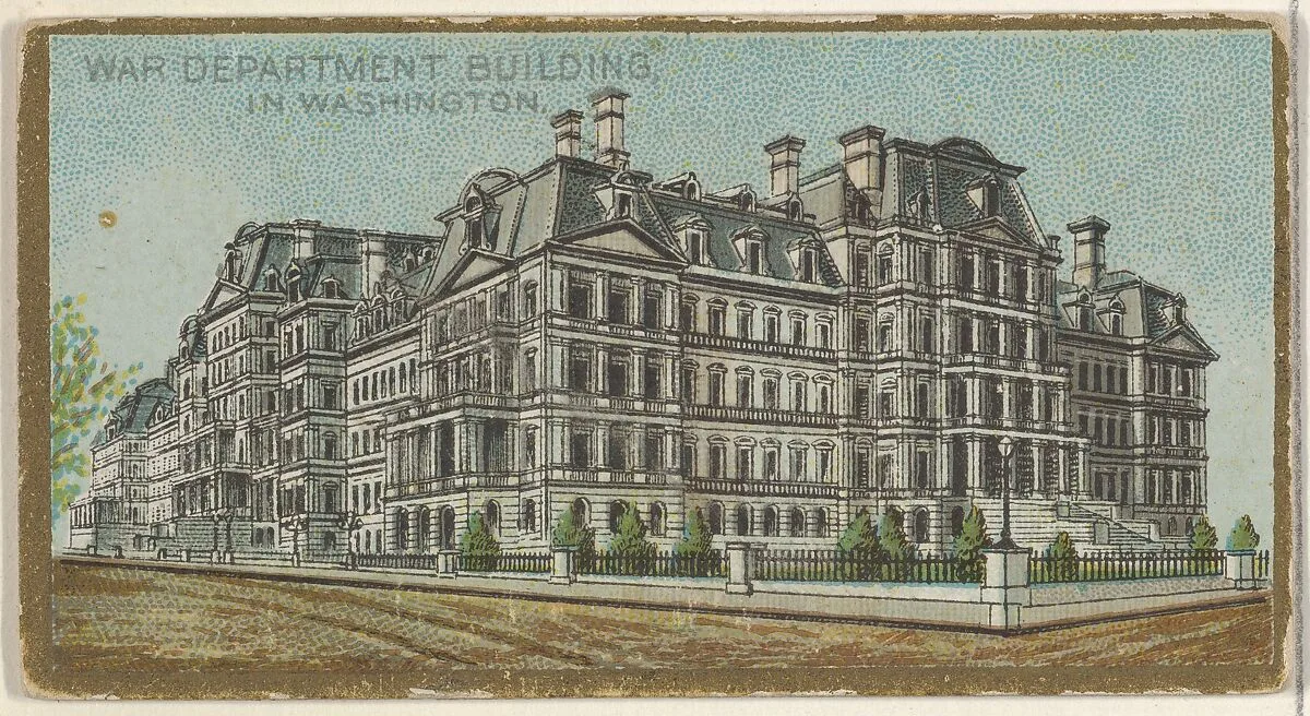 War Department Building in Washington, from the General Government and State Capitol Buildings series (N14) for Allen & Ginter Cigarettes Brands — The Gast Lithograph & Engraving Company|Allen & Ginter
