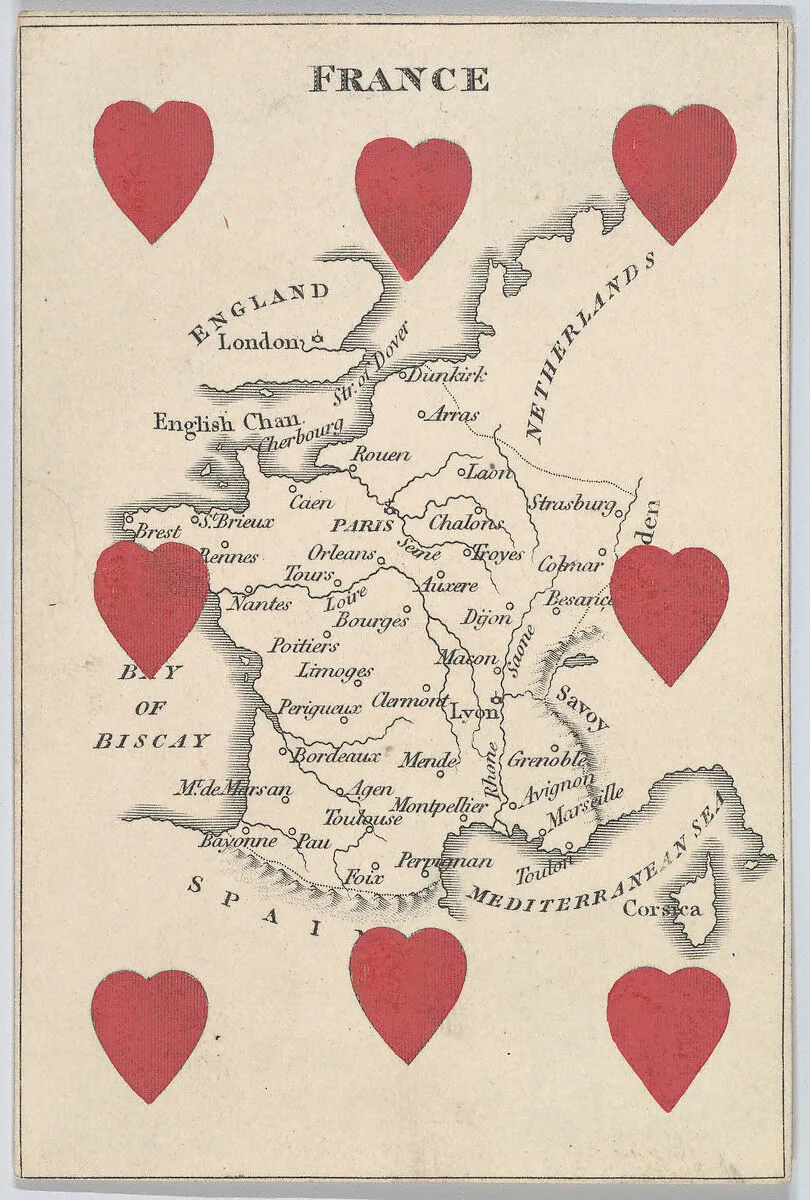France, from "Court Game of Geography" — William and Henry Rock