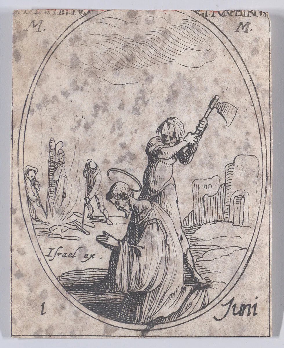 S. Pamphile et S. Porphyre, martyrs (St. Pamphilus and St. Porphyrius, Martyrs), June 1st, from "Les Images De Tous Les Saincts et Saintes de L'Année" (Images of All of the Saints and Religious Events of the Year) — Jacques Callot|Israël Henriet