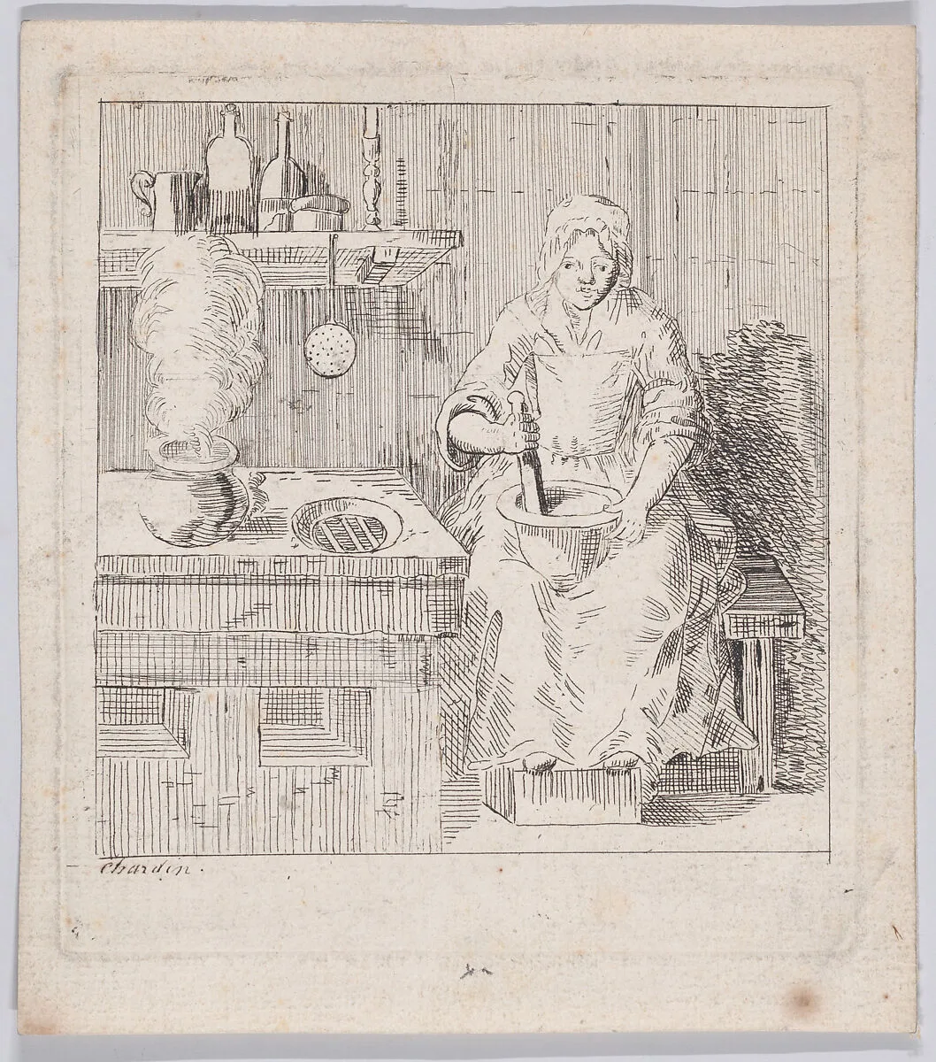 Woman in the Kitchen — Anonymous, French, 18th century