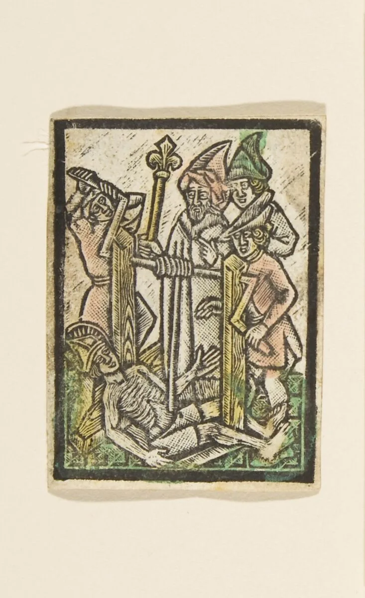 Martyrdom of St. Erasmus after the Master of St. Erasmus (Schr. 2621) — Anonymous, German, 15th century