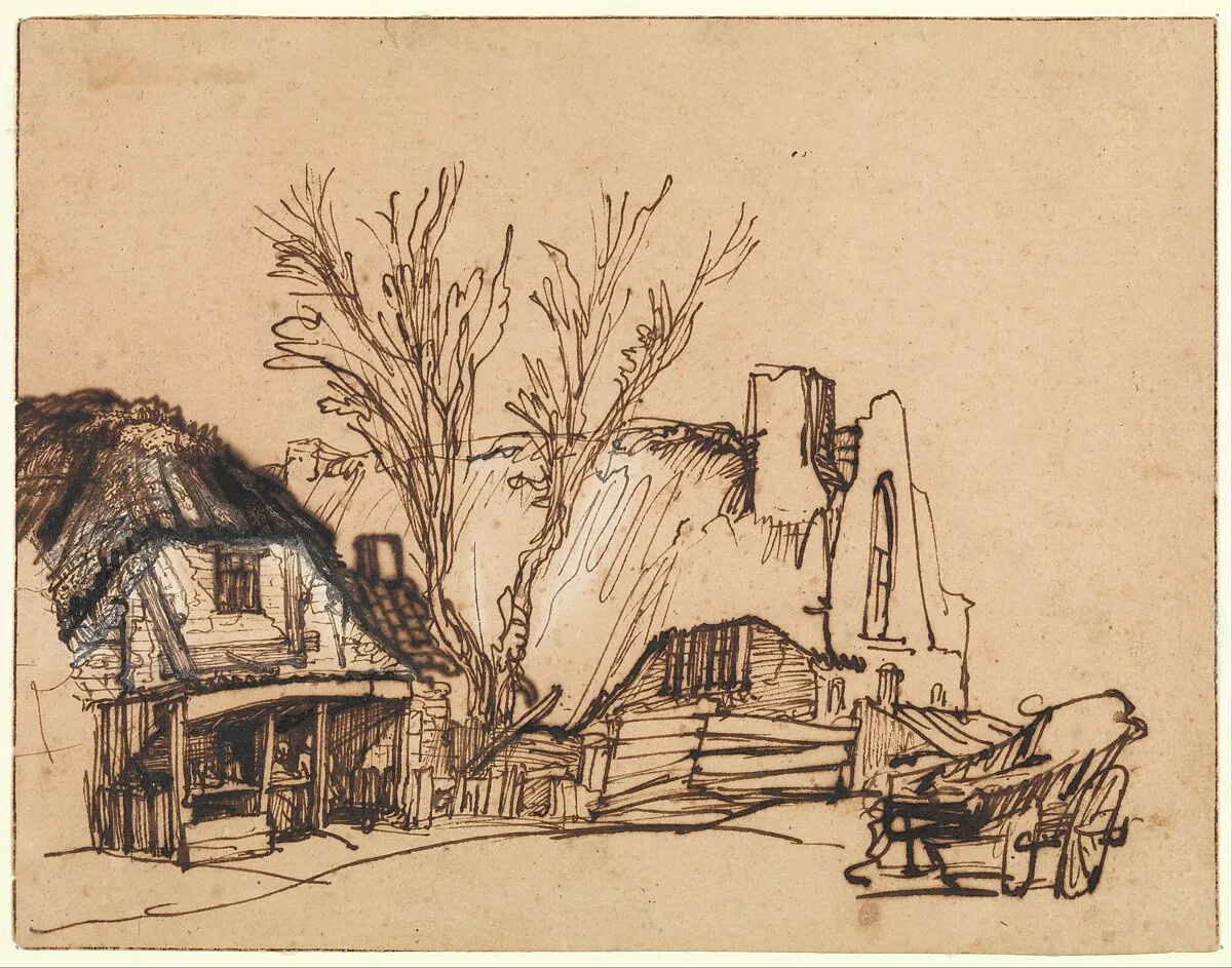 Two Cottages — Rembrandt (Rembrandt van Rijn)