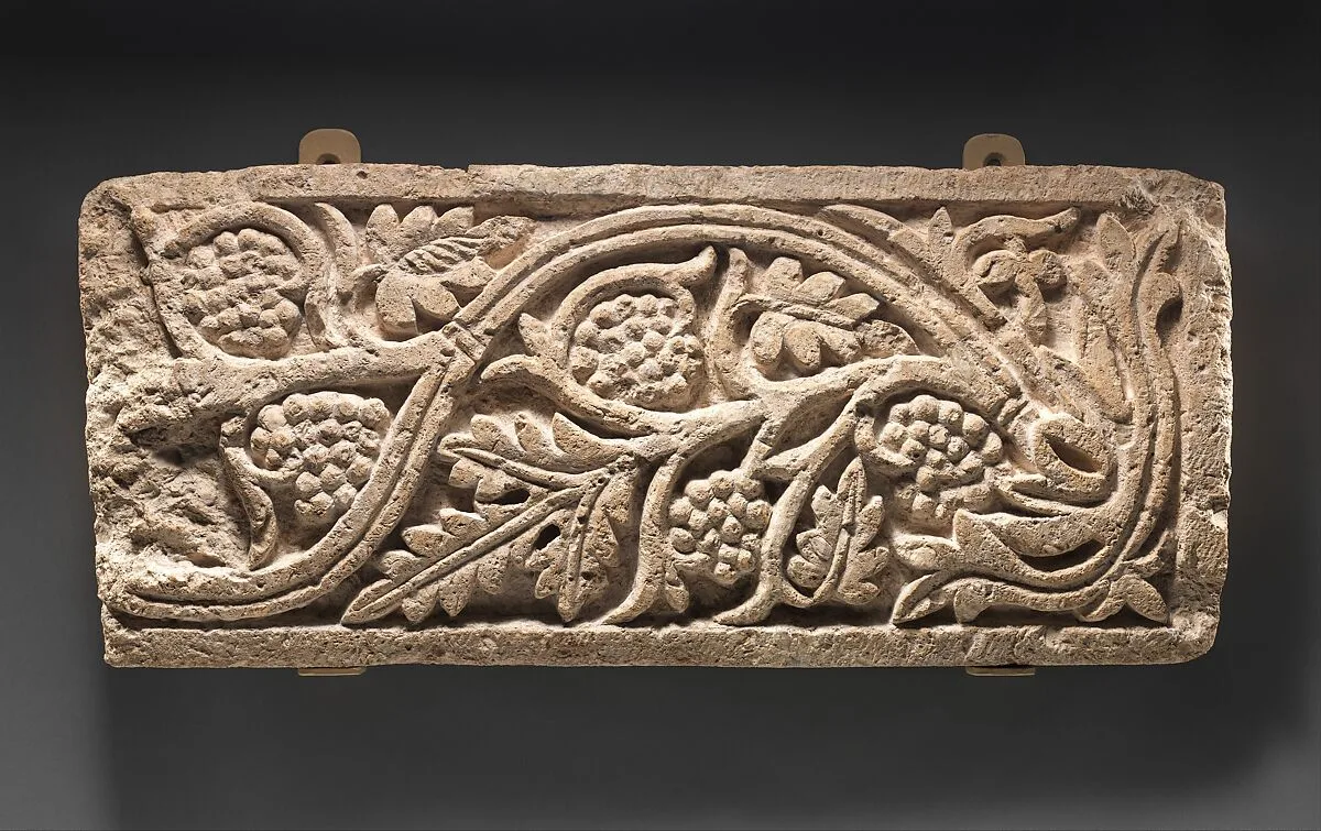 Panel with a Vine Scroll with Grapes — Unknown
