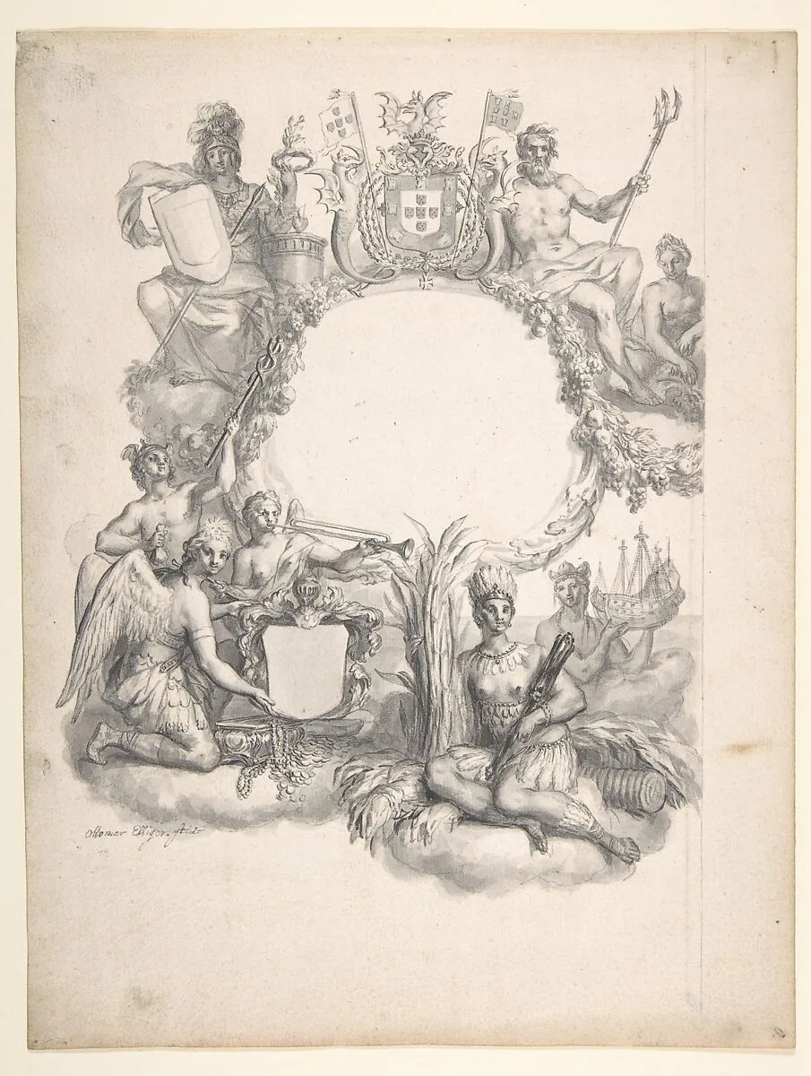 Design for a Frontispiece with an Allegory of Brazil — Ottmar Elliger the Younger