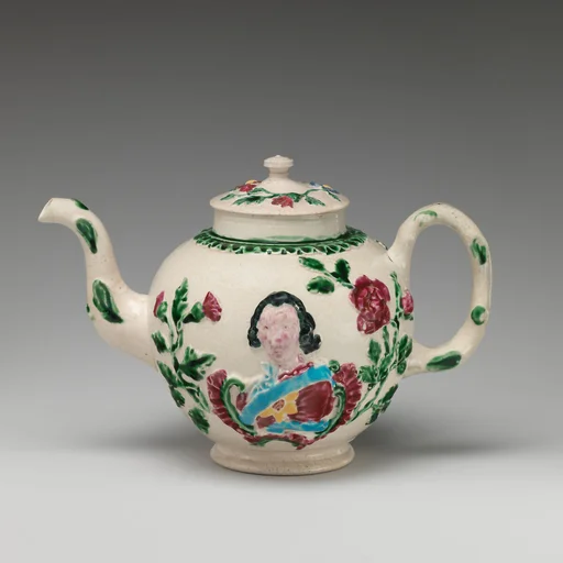 Teapot with portrait of the Young Pretender, Prince Charles Edward Stuart (1720–1788)