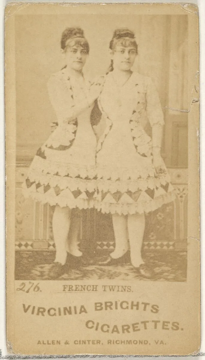 Card 276, French Twins, from the Actors and Actresses series (N45, Type 1) for Virginia Brights Cigarettes — Allen & Ginter