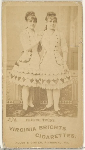 Card 276, French Twins, from the Actors and Actresses series (N45, Type 1) for Virginia Brights Cigarettes