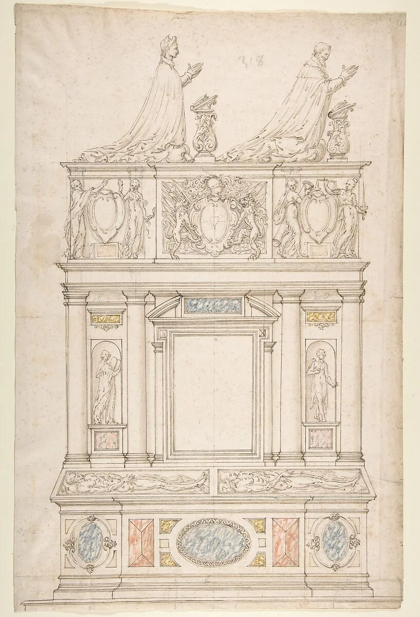 Design for a Double Tomb — Anonymous, French, 16th century