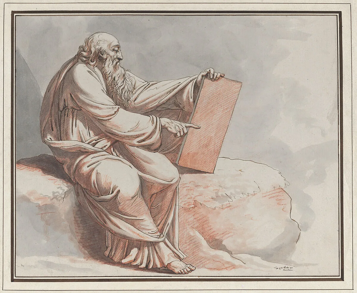 A Prophet Seated on a Rock — Johann Heinrich Lips