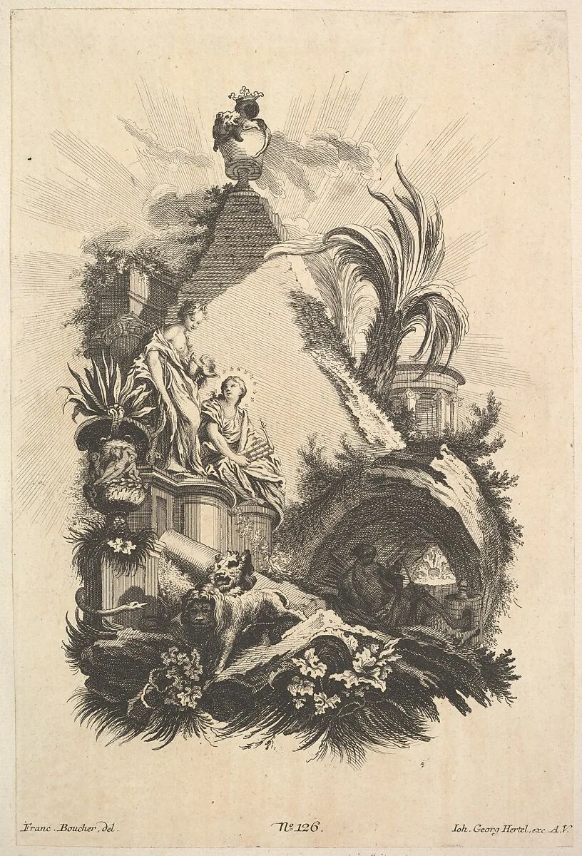 Frontispiece for Book of Cartouches — François Boucher|Johann Georg Hertel