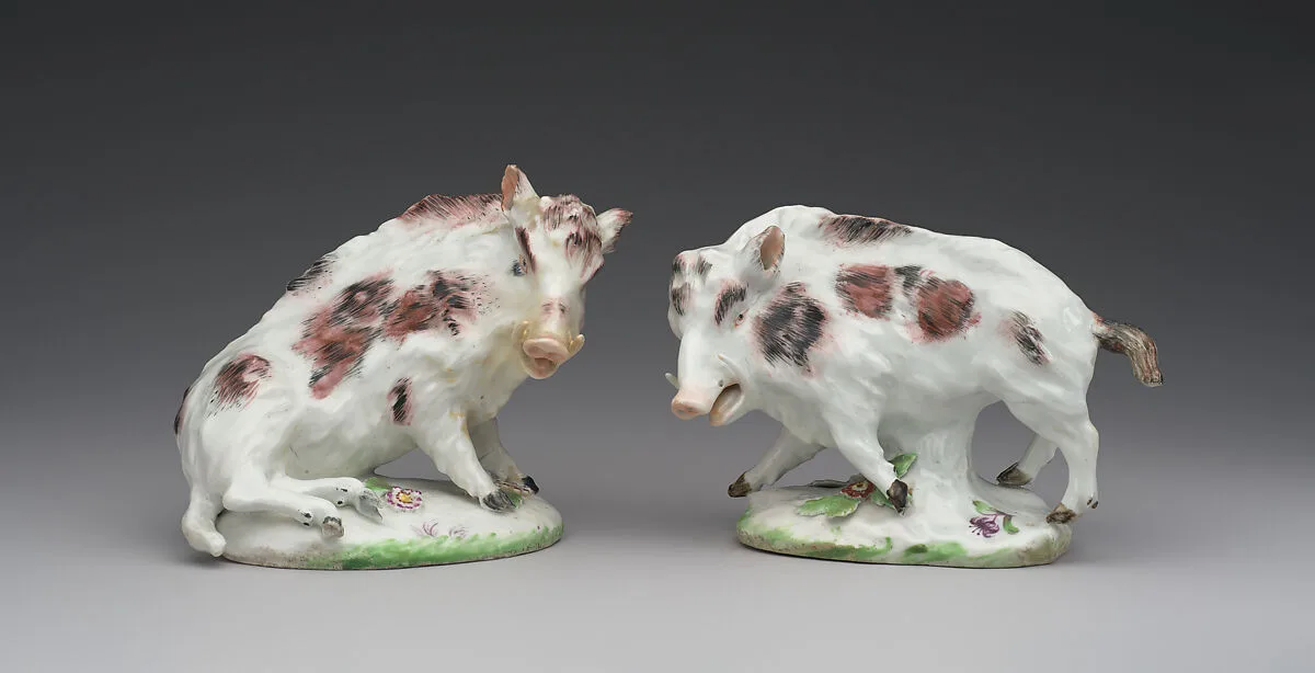 Pair of wild boars — Derby Porcelain Manufactory