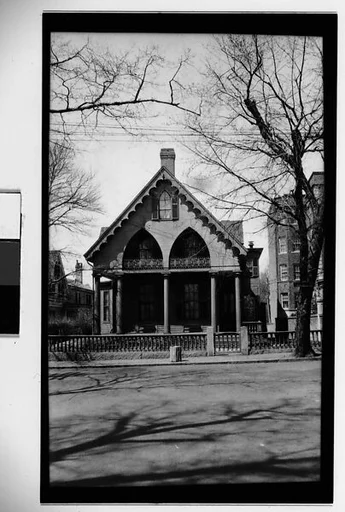 [Wooden Gothic Revival House, Seen from Across Street, Cambridge, Massachusetts]
