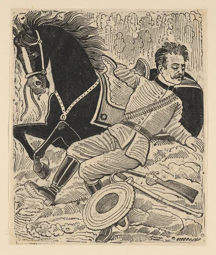 The death of Zapata who has fallen from his horse