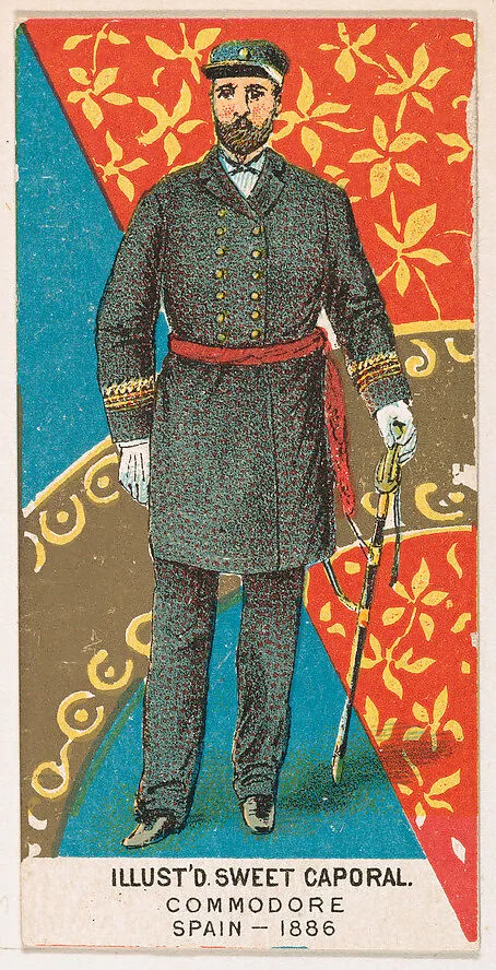 Commodore, Spain, 1886, from the Military Series (N224) issued by Kinney Tobacco Company to promote Sweet Caporal Cigarettes — Kinney Brothers Tobacco Company