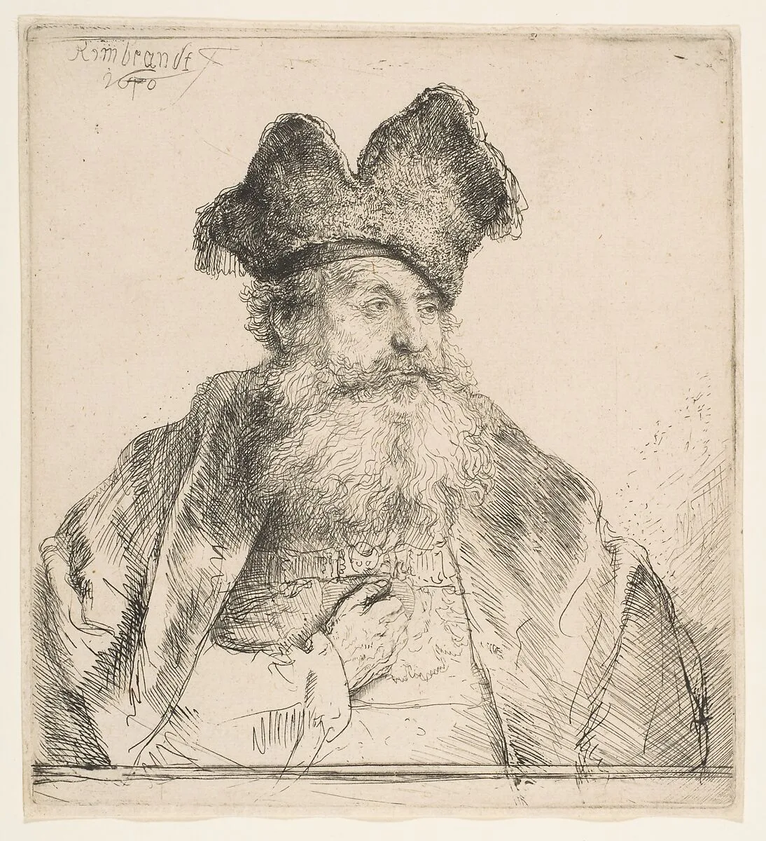 Old Man with Divided Fur Cap — Rembrandt (Rembrandt van Rijn)