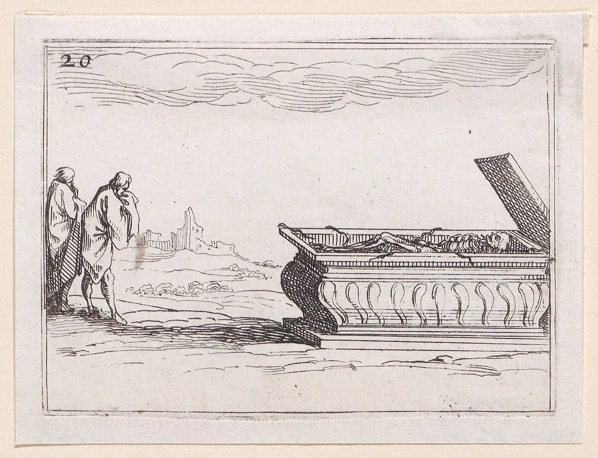 Le Tombeau (The Tomb), from Lux Claustri ou La Lumière du Cloitre (The Light of the Cloisters), plate 20 — Jacques Callot|François Langlois