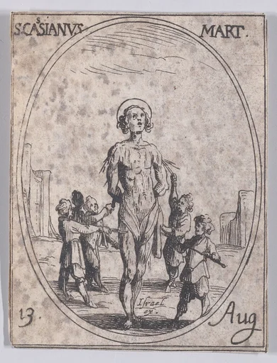 S. Cassien, martyr (St. Cassian, Martyr), August 13th, from "Les Images De Tous Les Saincts et Saintes de L'Année" (Images of All of the Saints and Religious Events of the Year)