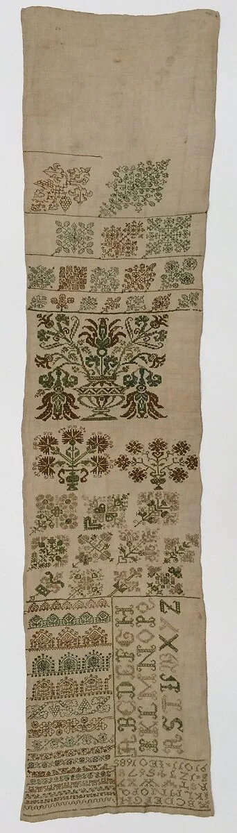 Embroidered sampler — Unknown