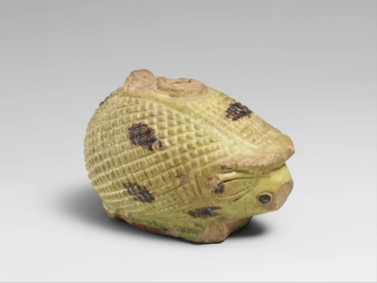 Faience aryballos (oil bottle) in the form of a hedgehog — Unknown