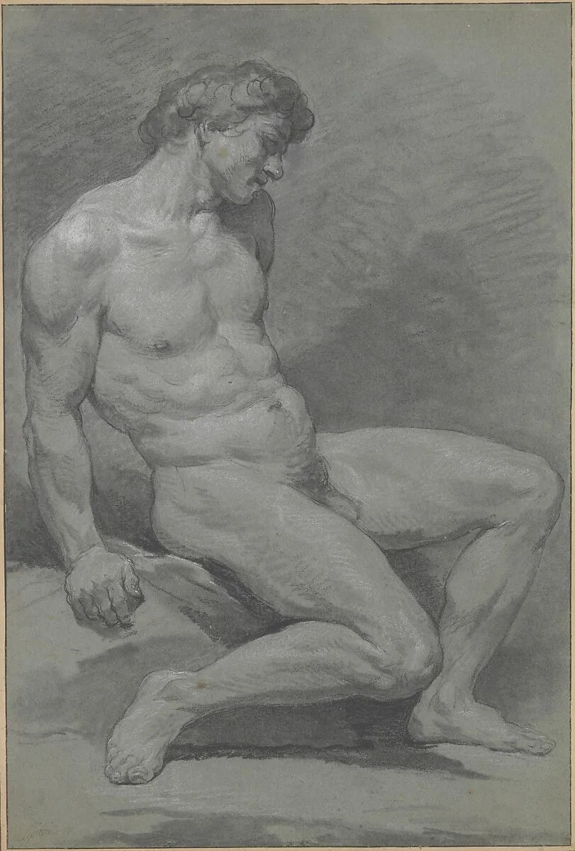Seated Male Nude Facing Right — Nicolas Bernard Lépicié