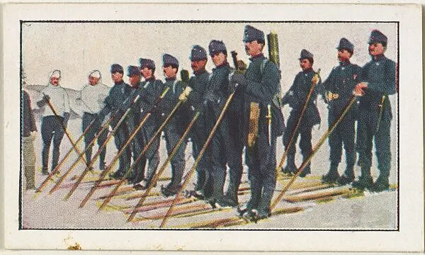 Card No. 234, An Austrian Alphine Squad on Skis, from the World War I Scenes series (T121) issued by Sweet Caporal Cigarettes — American Tobacco Company|Underwood & Underwood