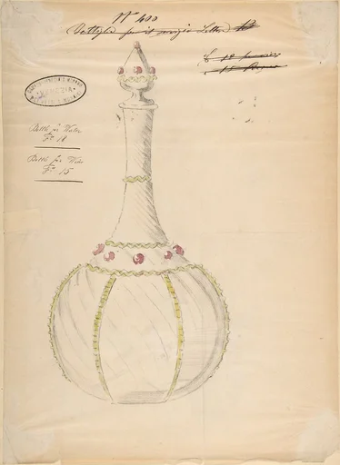 One of Twenty-Three Sheets of Drawings of Glassware (Mirrors, Chandeliers, Goblets, etc.)