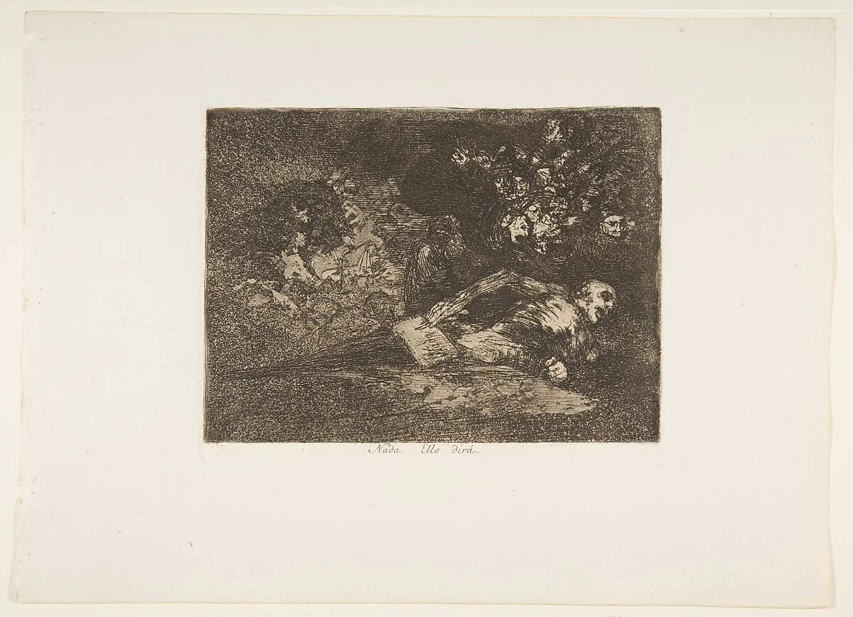 Plate 69 from "The Disasters of War" (Los Desastres de la Guerra): Nothing. The event will tell (Nada. Ello dirá) — Goya (Francisco de Goya y Lucientes)
