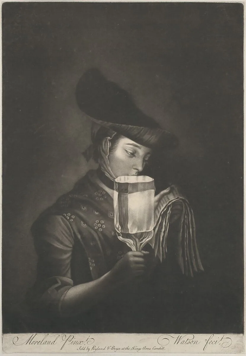 A Girl Singing Ballads By a Paper Lanthorn — James Watson|William Wynne Ryland|Henry Robert Morland