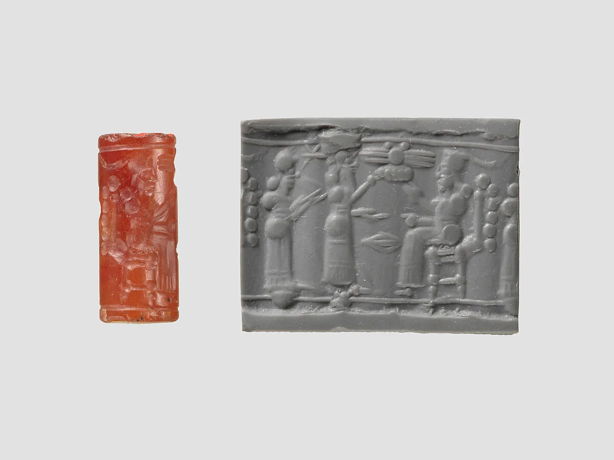 Cylinder seal with cultic scene — Unknown