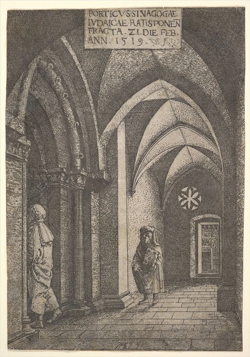 The Entrance Hall of the Regensburg Synagogue — Albrecht Altdorfer