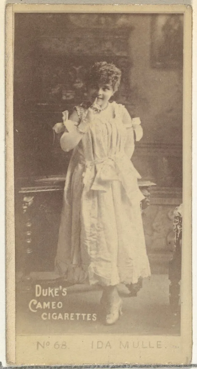 Card Number 68, Ida Mulle, from the Actors and Actresses series (N145-4) issued by Duke Sons & Co. to promote Cameo Cigarettes — W. Duke, Sons & Co.