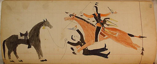 Maffet Ledger: Indian on horseback, man dismounted