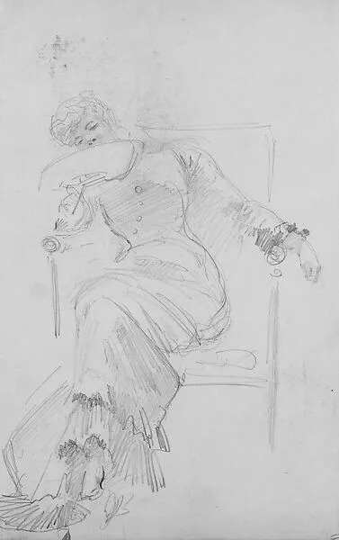 Seated Woman with Fan (from Scrapbook) — John Singer Sargent