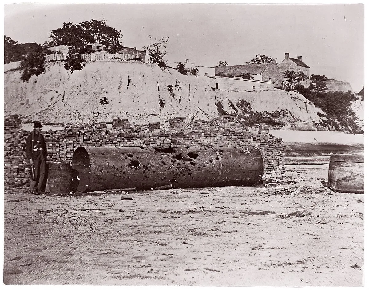 Smokestack of Confederate Ram Merrimac at Richmond/Remains of Ironclad Ram "Virginia #2", April, 1865 — Alexander Gardner|Mathew B. Brady