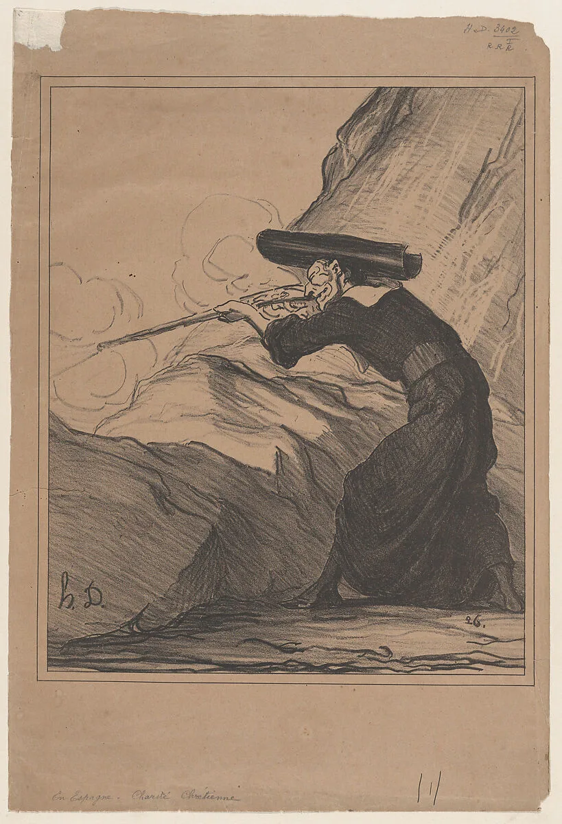 In Spain - Christian charity, from 'News of the day,' published in Le Charivari, May 29, 1872 — Honoré Daumier