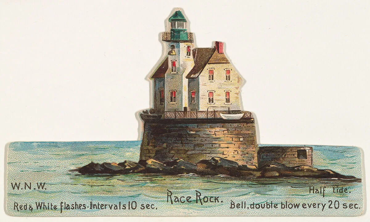 Race Rock, from the Lighthouses series (N119) issued by Duke Sons & Co. to promote Honest Long Cut Tobacco — The Giles Company|W. Duke, Sons & Co.