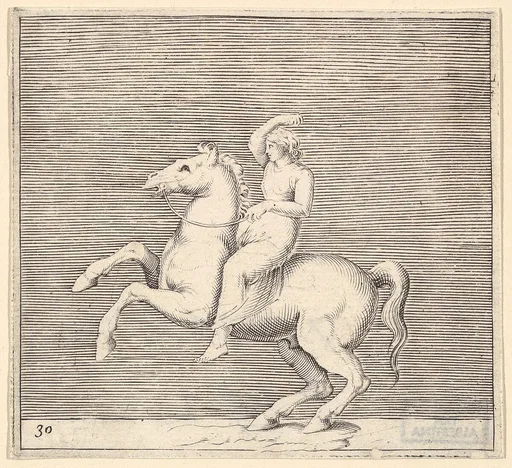 Woman on Rearing Horse, from "Ex Antiquis Cameorum et Gemmae Delineata/ Liber Secundus/et ab Enea Vico Parmen Incis"