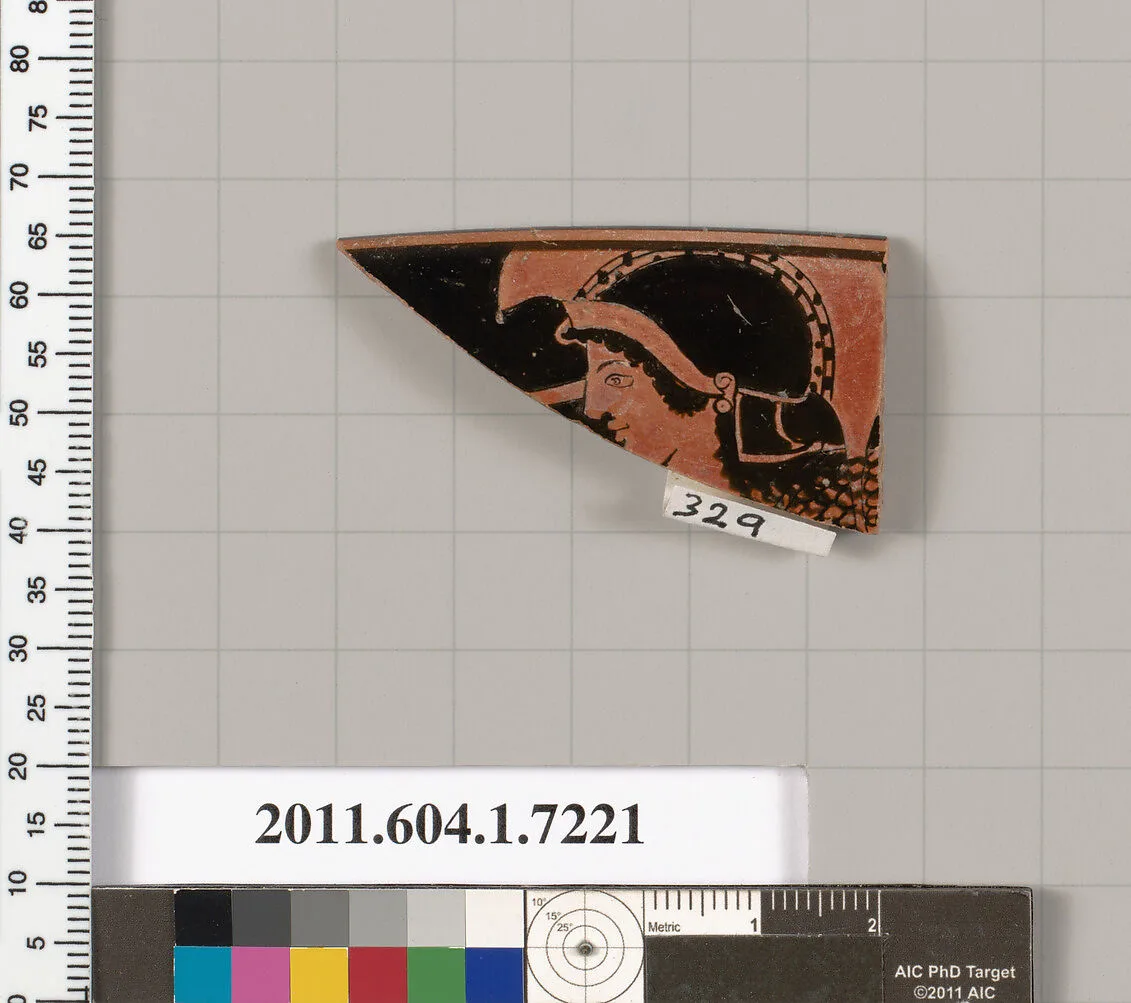 Terracotta rim fragment of a kylix (drinking cup) — Makron