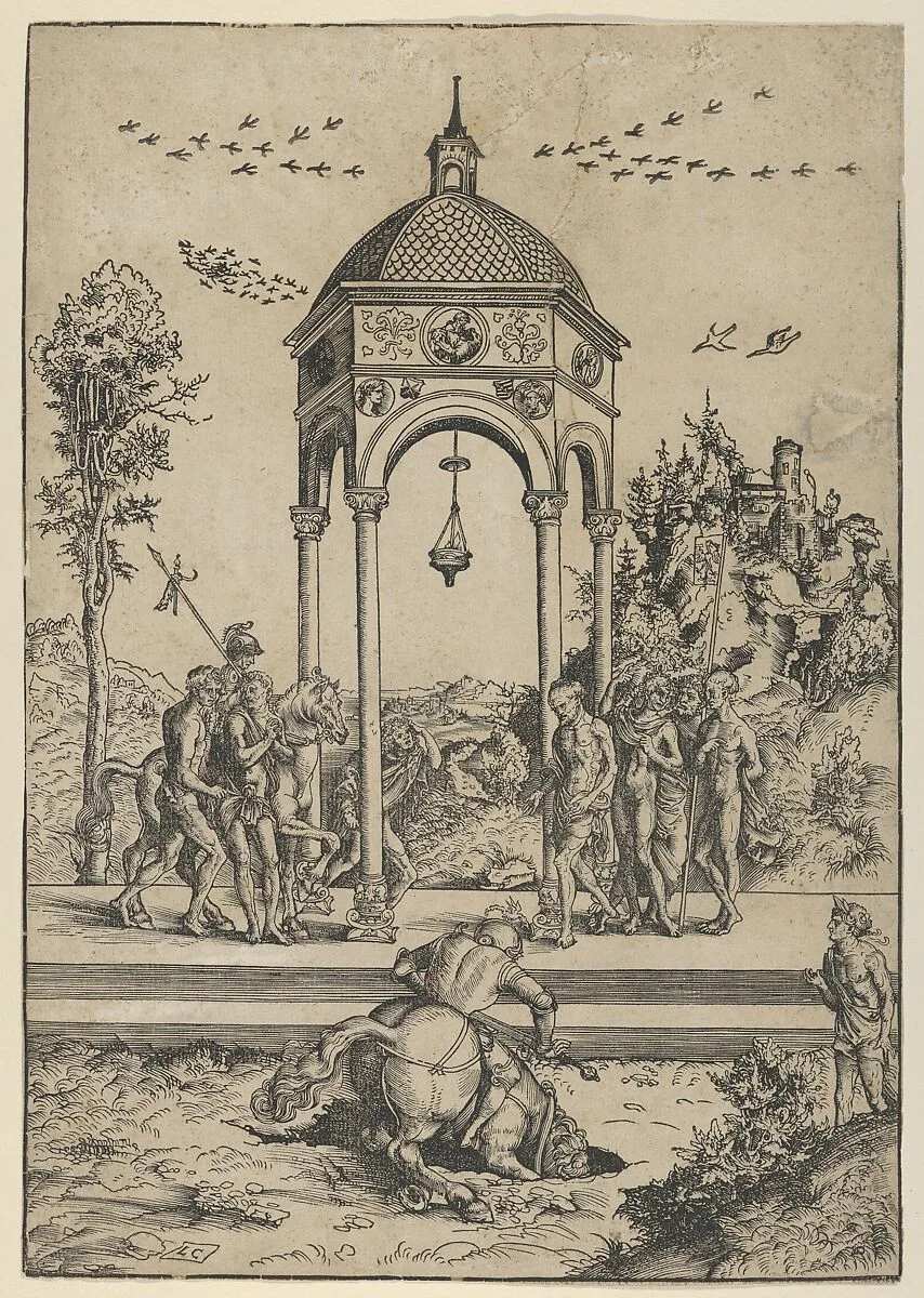 Marcus Curtius Plunging Into the Chasm — Lucas Cranach the Elder
