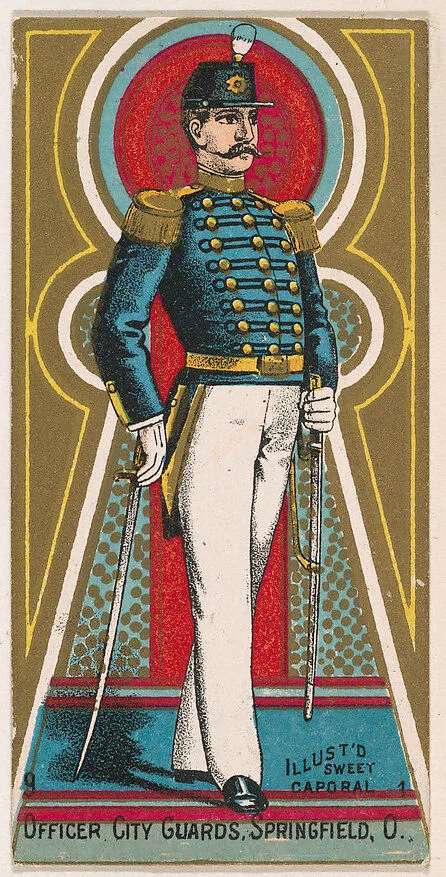 Officer, City Guards, Springfield, Ohio, from the Military Series (N224) issued by Kinney Tobacco Company to promote Sweet Caporal Cigarettes — Kinney Brothers Tobacco Company