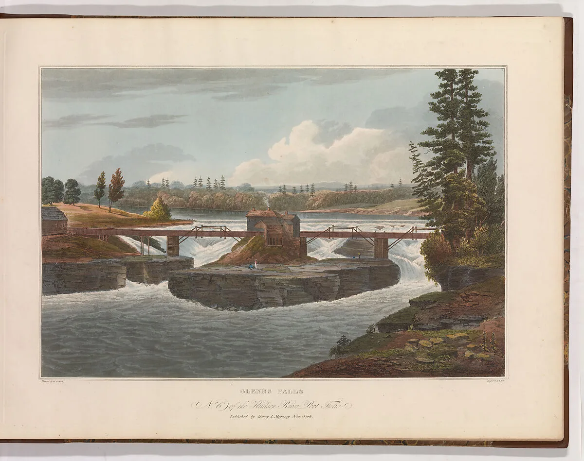 Glenns Falls (No. 6 of The Hudson River Portfolio) — John Hill|William Guy Wall|Henry J. Megarey